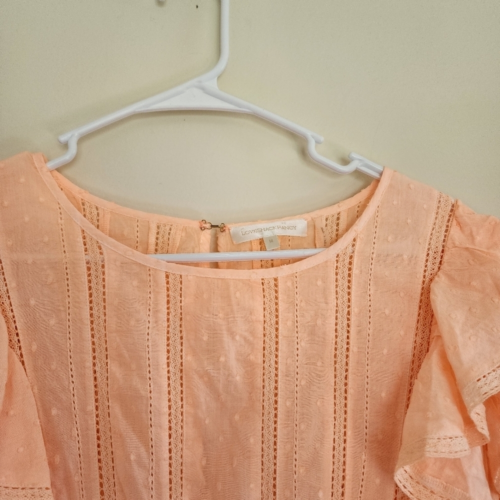 Peach Blossom Mini Dress Ruffled Size Medium - Picture 7 of 16